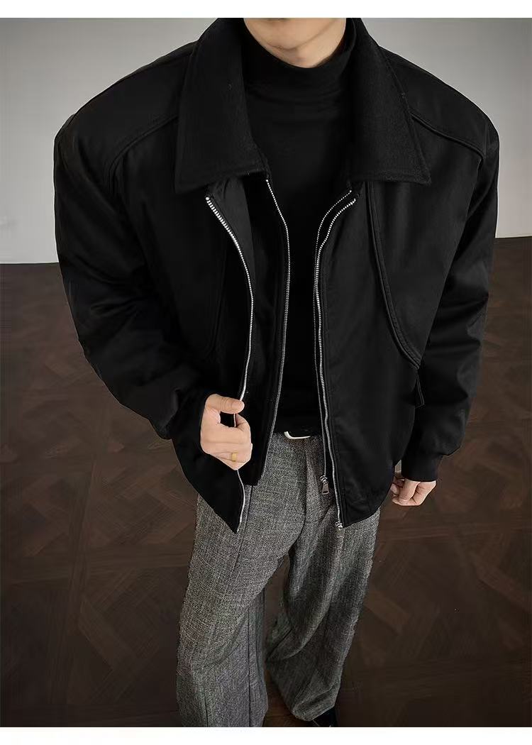 Vintage Patchwork Double-Zip Padded Jacket