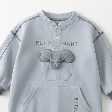 [WHOLESALE ONLY - CONTACT TO ORDER] Toddler Boys 2-Piece Fleece Sweatshirt & Joggers Set - 3D Plush Elephant Pocket Kangaroo Pullover Tracksuit [KW-161]