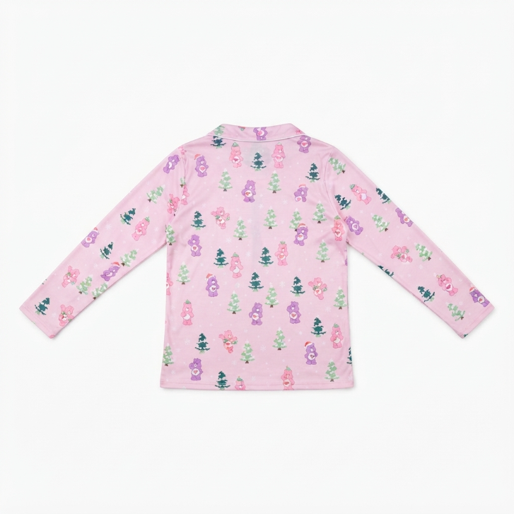 [WHOLESALE ONLY - CONTACT TO ORDER] Women's Care Bears Holiday Christmas Tree Pajama Set 2-Piece Long Sleeve Button-Down Top and Pants - Do Not Buy Direct