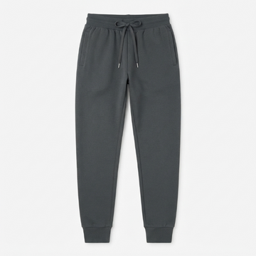 [WHOLESALE ONLY - CONTACT TO ORDER] Heavyweight Fleece Joggers Charcoal Grey Embroidered Sweatpants Drawstring Cuffed Tapered Pants - Do Not Buy Direct