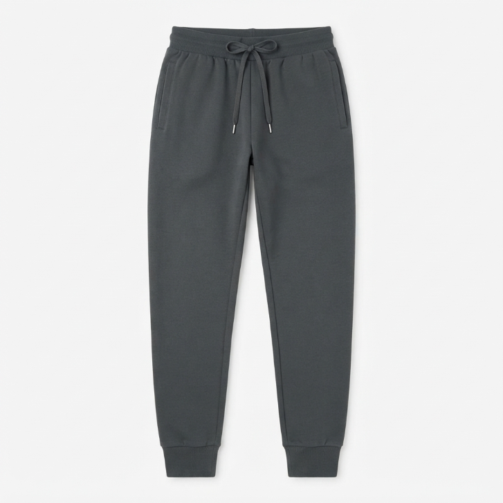 [WHOLESALE ONLY - CONTACT TO ORDER] Heavyweight Fleece Joggers Charcoal Grey Embroidered Sweatpants Drawstring Cuffed Tapered Pants - Do Not Buy Direct