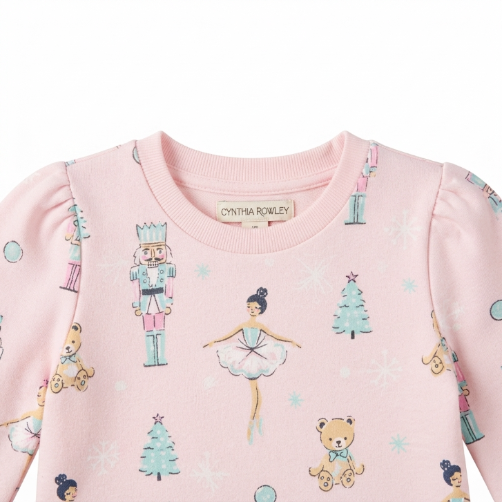 [WHOLESALE ONLY - CONTACT TO ORDER] Toddler & Girls Pastel Pink Nutcracker Ballerina Long Sleeve Tulle Tutu Dress - Holiday Catalog Display Only (Do Not Order Directly)