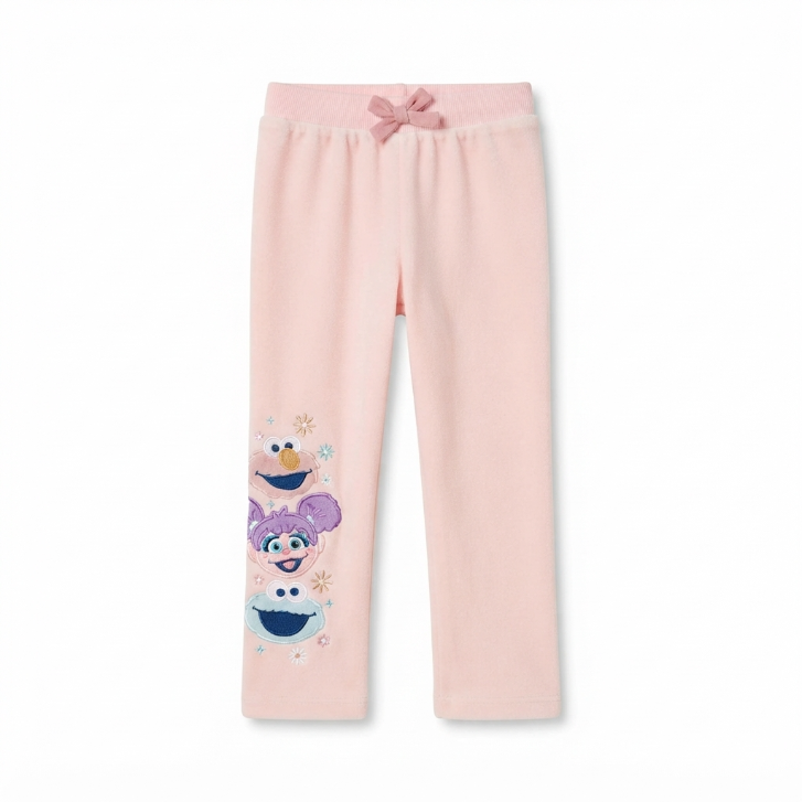 [WHOLESALE ONLY - CONTACT TO ORDER] Toddler Girls Pink Velour Peplum Zip Hoodie and Sweatpants 2-Piece Set - Cozy Cotton Fleece Cartoon Character Loungewear (Do Not Order Directly)