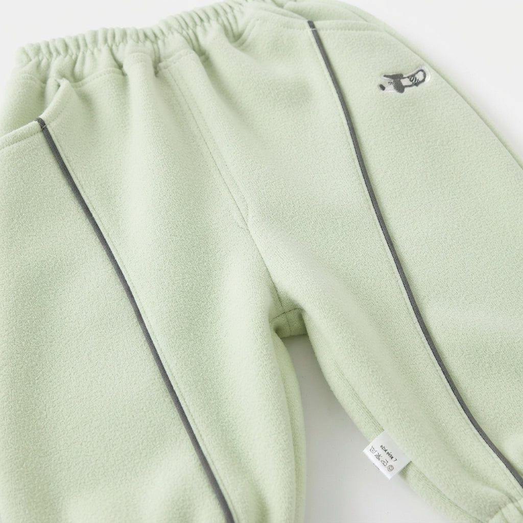 [WHOLESALE ONLY - CONTACT TO ORDER] Toddler Baby Polar Fleece Jogger Pants - Piping Seam Detail Embroidered Pocket Sweatpants [KW-136]
