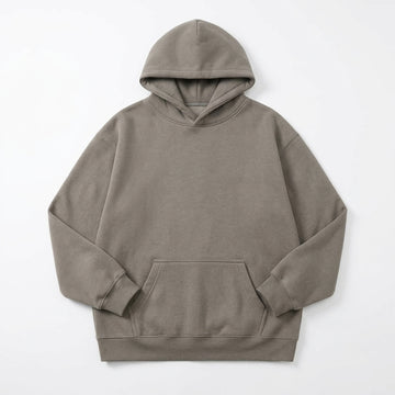 [WHOLESALE ONLY - CONTACT TO ORDER] Unisex Heavyweight 420GSM 85% Combed Cotton Brushed Fleece Blank Boxy Pullover Hoodie (Washed Mineral Taupe Brown) [AW-115]