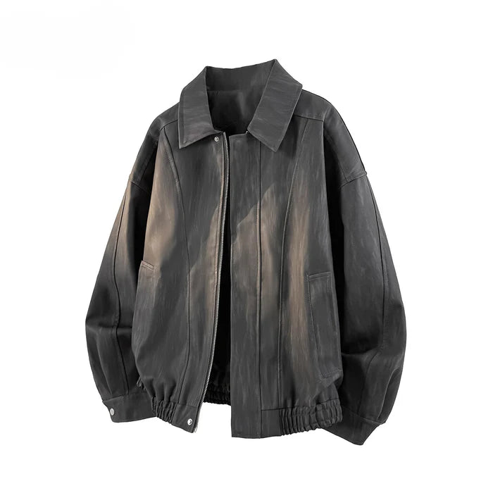 DYED FAUX LEATHER HARRINGTON JACKET [DROP2-011]