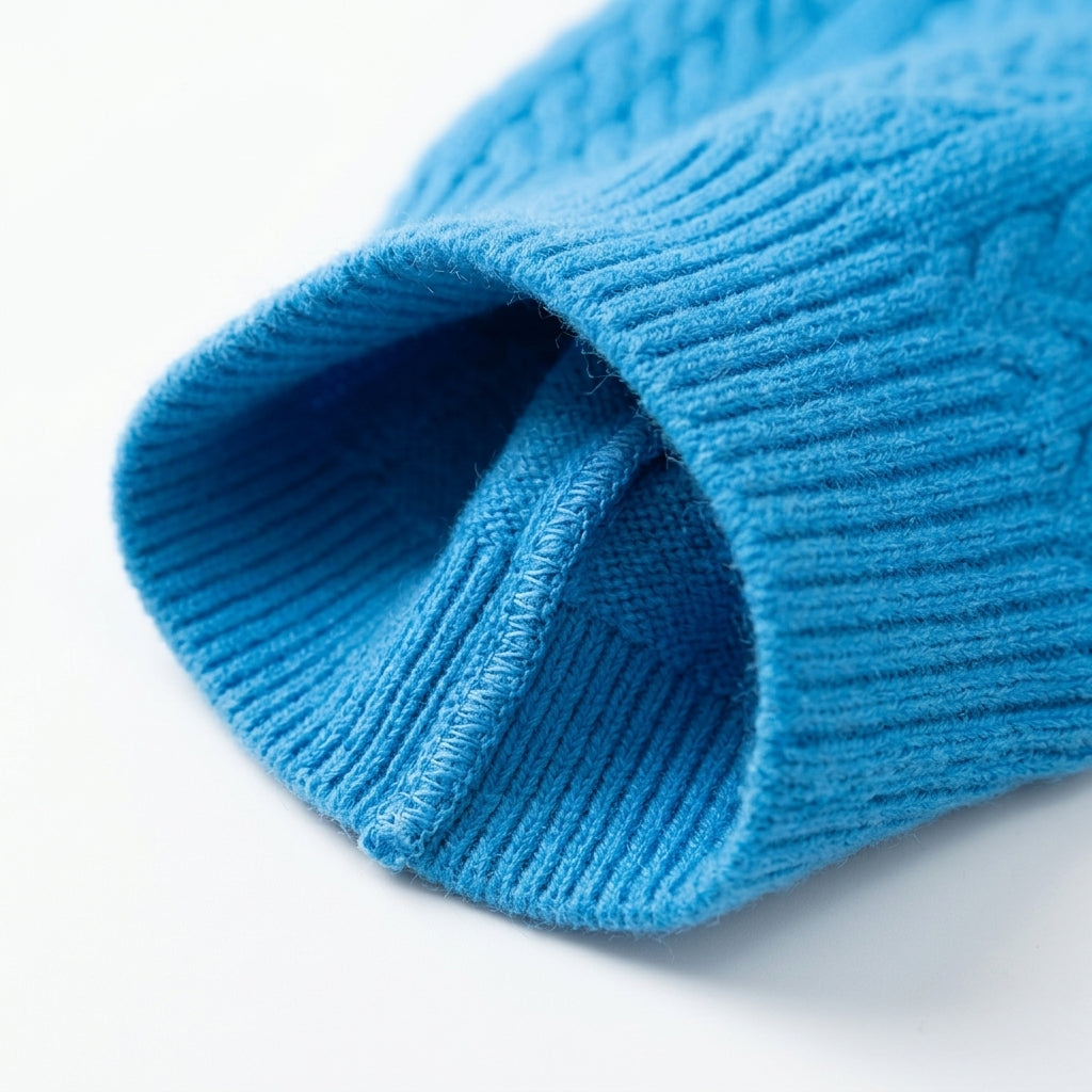 [WHOLESALE ONLY - CONTACT TO ORDER] Women's Classic Fitted Cable-Knit Crewneck Button-Front Cardigan Sweater (Vibrant Azure Cerulean Blue) [AW-202]