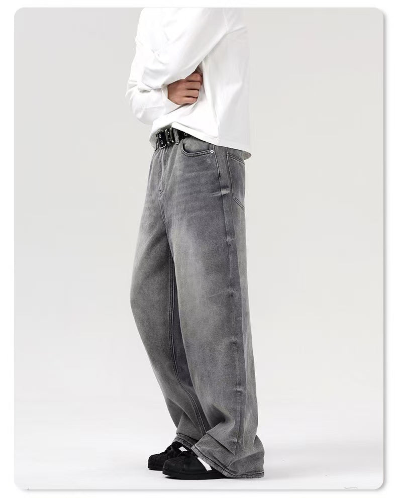 Vintage American style washed smoky grey denim jeans [DROP2-012]