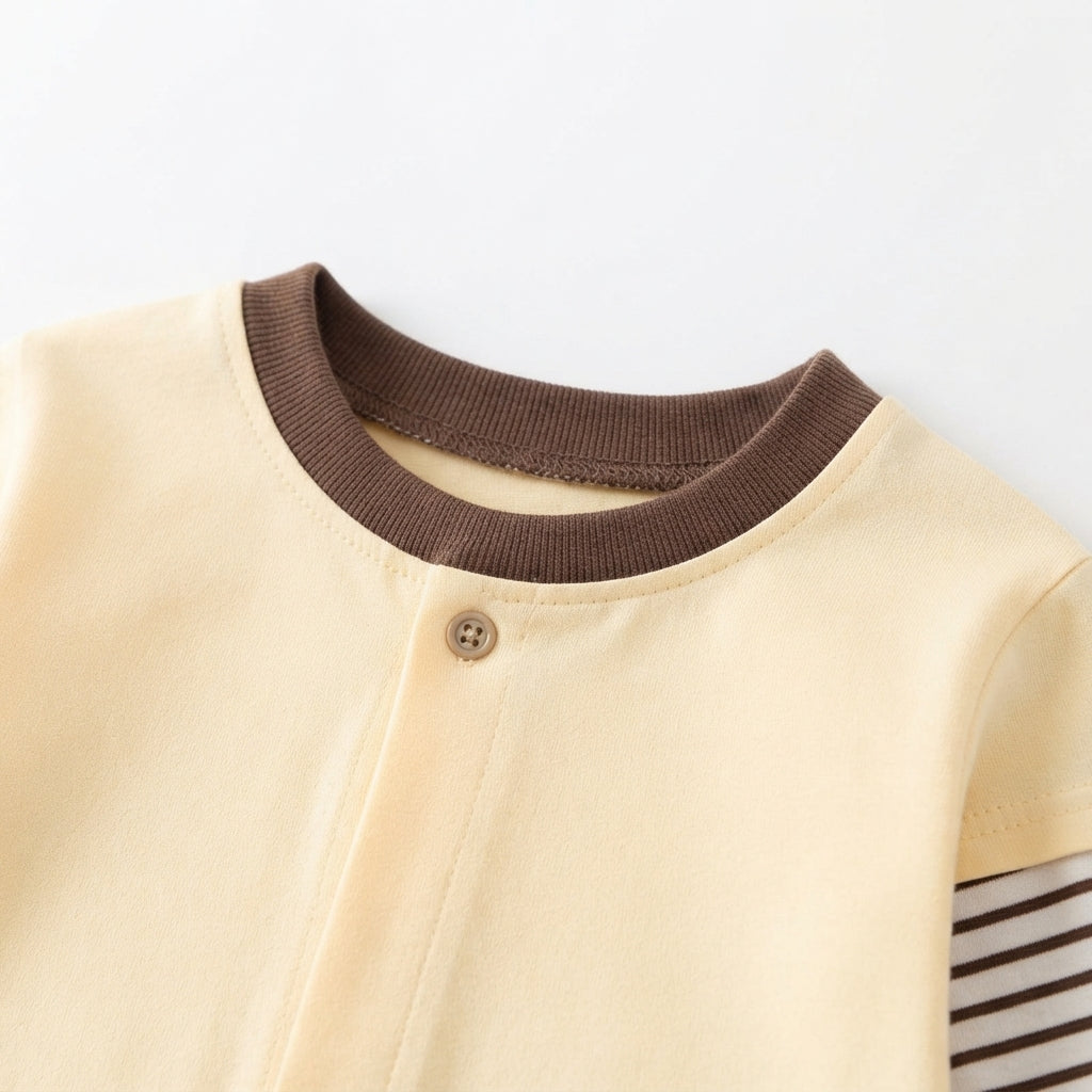 [WHOLESALE ONLY - CONTACT TO ORDER] Toddler Boys 2-Piece Faux Layered Striped Long Sleeve T-Shirt & Chino Pants Set - Cute Dachshund Dog Print Autumn Loungewear [KW-151]