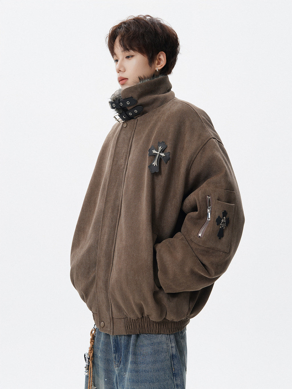 American Retro Soaring Eagle Fur Collar Fleece Lined Puffer Jacket [DROP3-007]