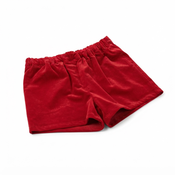 [WHOLESALE ONLY - CONTACT TO ORDER] Toddler & Girls Holiday 2-Piece Rhinestone Ribbed Knit Top & Red Velvet Shorts Set - Catalog Display Only (Do Not Order Directly)