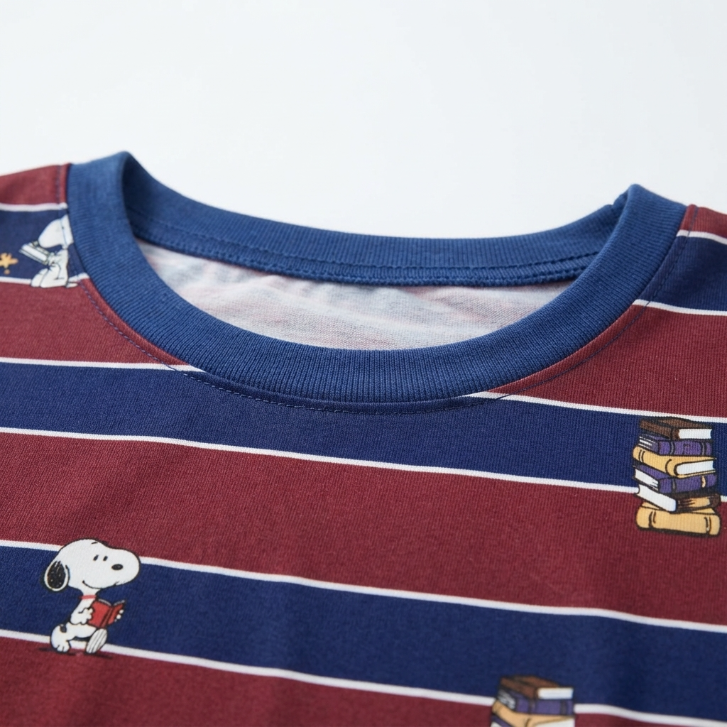 [WHOLESALE ONLY - CONTACT TO ORDER] Women's Snoopy Striped Short Pajama Set 2-Piece Cotton Blend Loungewear T-Shirt and Shorts - Do Not Buy Direct