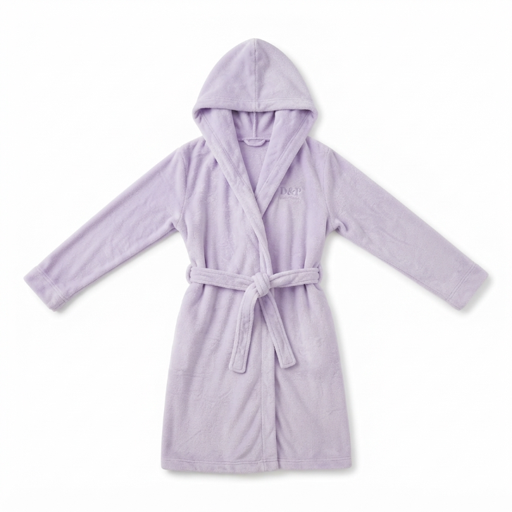 [WHOLESALE ONLY - CONTACT TO ORDER] Women's Plush Fleece Hooded Bathrobe Lavender Purple Soft Warm Belted Spa Robe Loungewear - Do Not Buy Direct