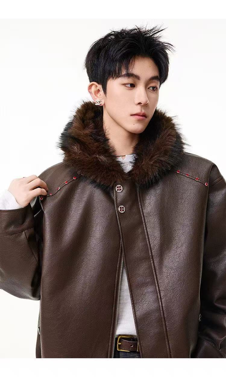 2026 New Vintage Lapel PU Leather Jacket