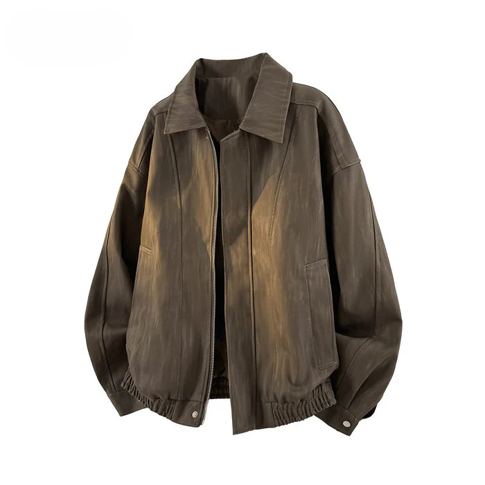 DYED FAUX LEATHER HARRINGTON JACKET [DROP2-011]
