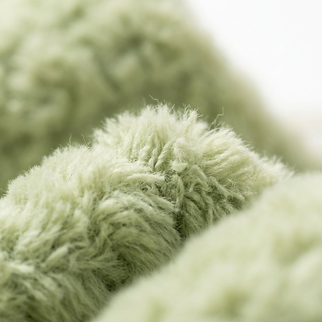 [WHOLESALE ONLY - CONTACT TO ORDER] Unisex Waffle Textured Faux Fur Memory Foam Winter Slippers - Platform Non-Slip House Shoes (Pastel Mint Green) [FM-110]