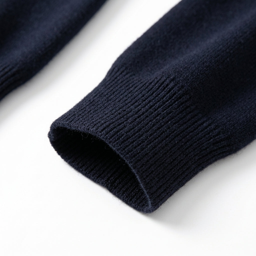 [WHOLESALE ONLY - CONTACT TO ORDER] Women's Preppy 2-in-1 Layered Crewneck Button-Front Cardigan Sweater (Midnight Navy & Sky Blue) [AW-190]