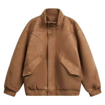 Spring '26 Stand Collar Suede Utility Jacket - Men's Loose Fit [DROP2-016]