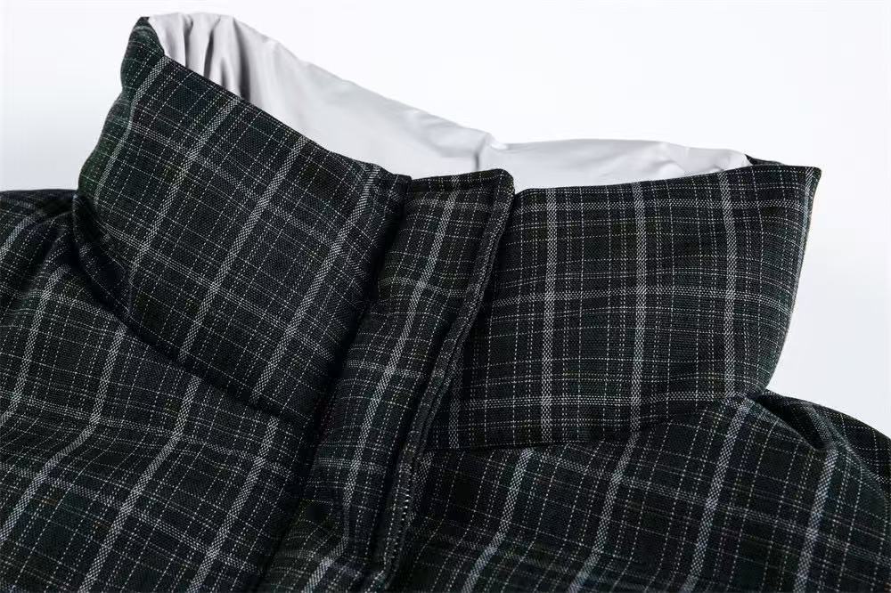 Reversible Color-Block Plaid Down Jacket [DROP2-007]