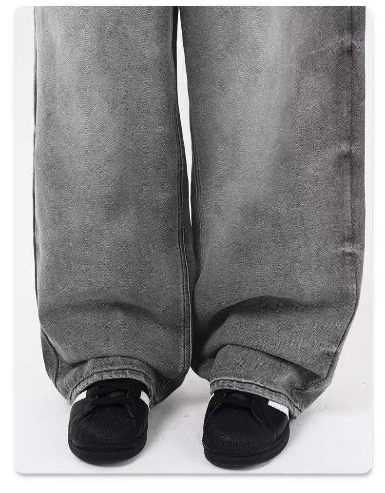 Vintage American style washed smoky grey denim jeans [DROP2-012]