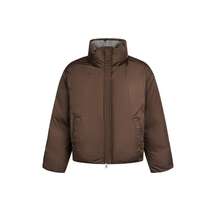 Reversible Color-Block Plaid Down Jacket [DROP2-007]