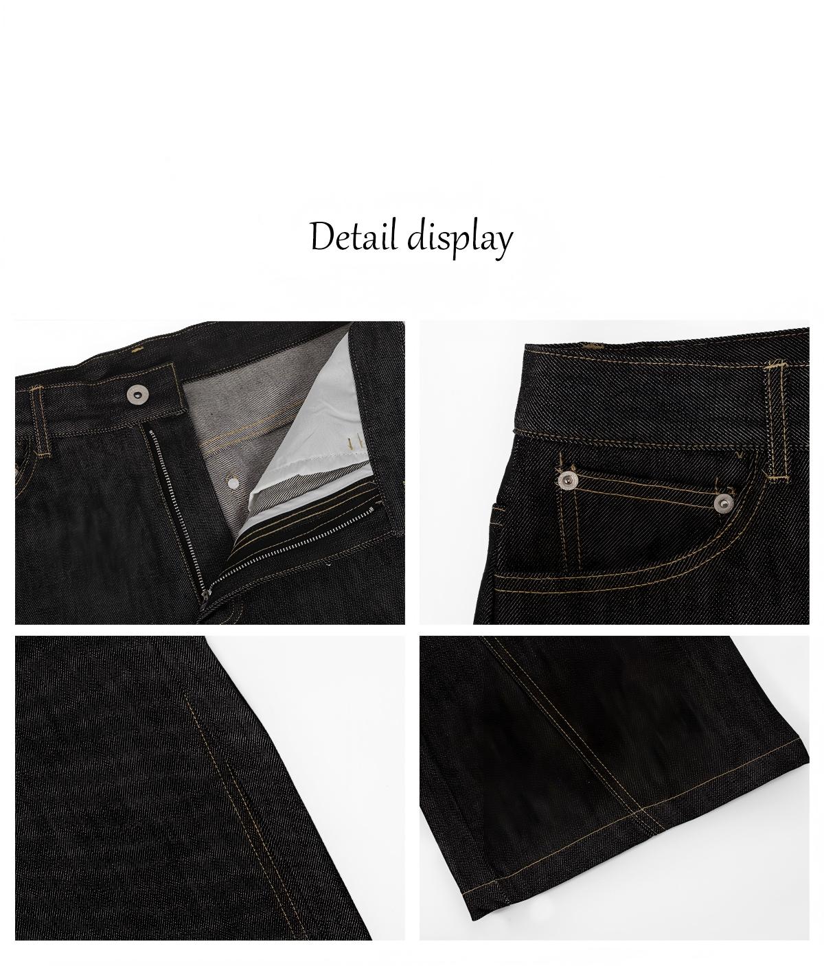 Men’s Raw Denim Flared Jeans – Embroidered Bootcut Pants[NA-015]
