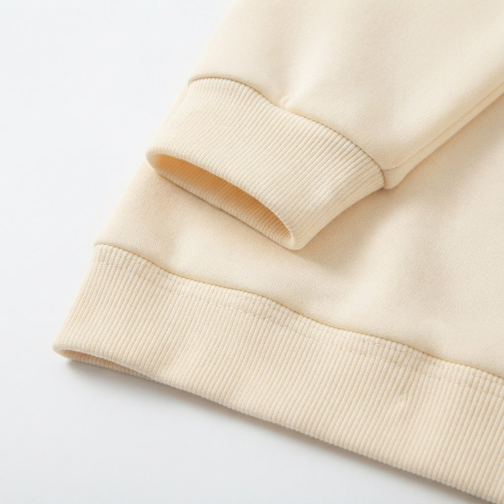 [WHOLESALE ONLY - CONTACT TO ORDER] Unisex Heavyweight Cotton Blend Fleece Crewneck Sweatshirt - Cute Summer Fan Cat Graphic Apricot Pullover [KW-103]