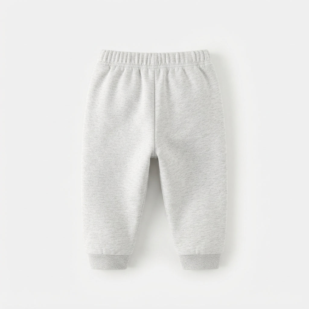 [WHOLESALE ONLY - CONTACT TO ORDER] Toddler Baby Fleece Jogger Sweatpants - Drawstring Elastic Waistband Heather Grey Casual Trousers [KW-139]