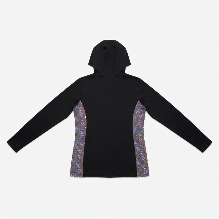[WHOLESALE ONLY - CONTACT TO ORDER] Women's Floral Inset Performance Pullover Hoodie Slim Fit Drawstring Activewear Sweatshirt - Do Not Buy Direct