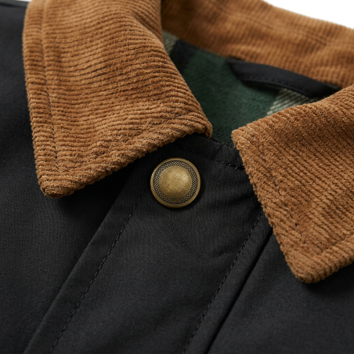 [WHOLESALE ONLY - CONTACT TO ORDER] Toddler & Boys Corduroy Collar Barn Jacket with Plaid Lining (Black) - Catalog Display Only (Do Not Order Directly)