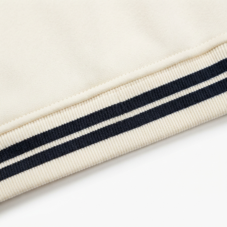 [WHOLESALE ONLY - CONTACT TO ORDER] NBA Denver Nuggets Vintage Varsity Cropped Fleece Hoodie Cream Striped Rib Pullover - Do Not Buy Direct