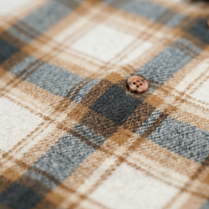 [WHOLESALE ONLY - CONTACT TO ORDER] Toddler Kids Brown Plaid Brushed Flannel Button-Down Shirt Jacket - Heavyweight Cotton Blend Shacket (Do Not Order Directly)