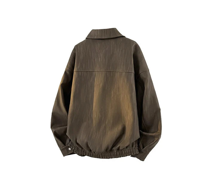 DYED FAUX LEATHER HARRINGTON JACKET [DROP2-011]