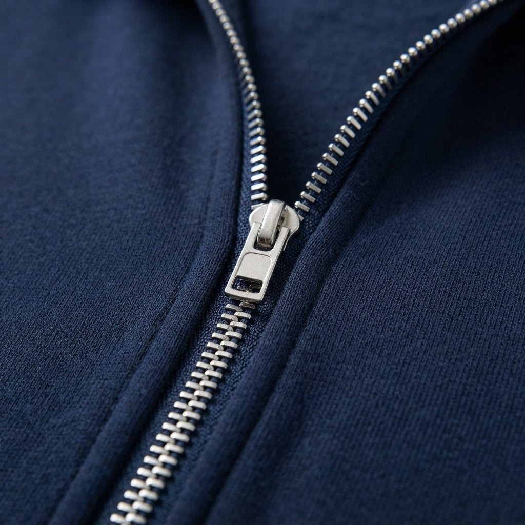 [WHOLESALE ONLY - CONTACT TO ORDER] Women's Heavyweight 340GSM 85% Combed Cotton Fleece Slim-Fit Full-Zip Hoodie with Kangaroo Pockets (Midnight Navy) [AW-105]