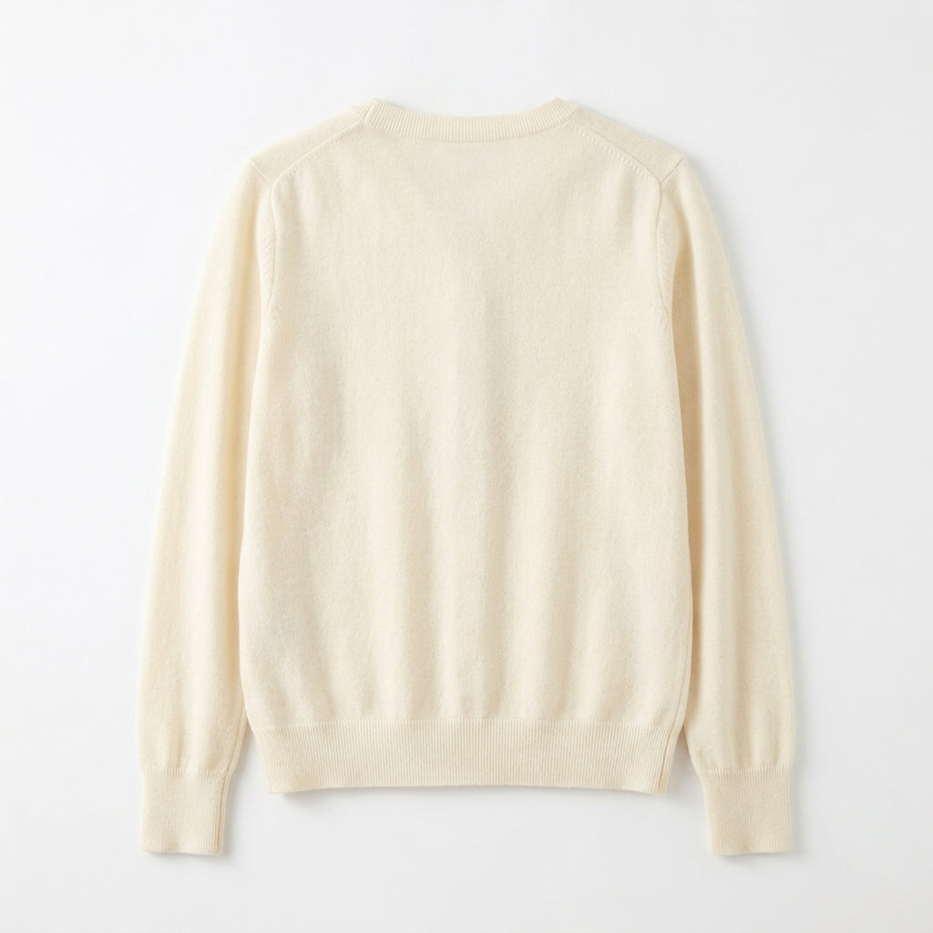[WHOLESALE ONLY - CONTACT TO ORDER] Women's Ultra-Soft Cashmere-Feel Plain Knit Crewneck Button-Front Cardigan Sweater (Soft Milk White) [AW-193]