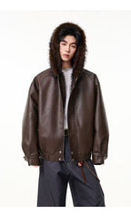 2026 New Vintage Lapel PU Leather Jacket