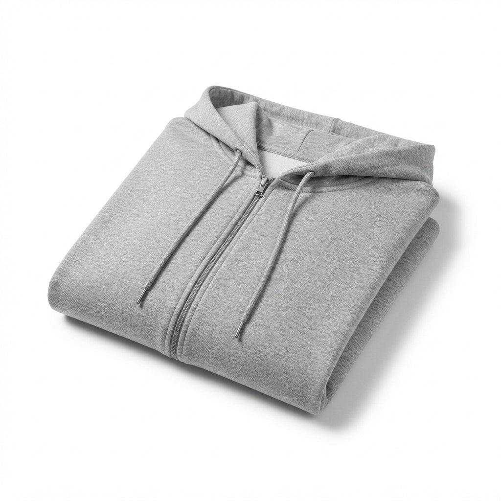 [WHOLESALE ONLY - CONTACT TO ORDER] Unisex Heavyweight 400GSM 85% Combed Cotton Brushed Fleece Blank Full-Zip Oversized Hoodie (Heather Light Grey) [AW-114]