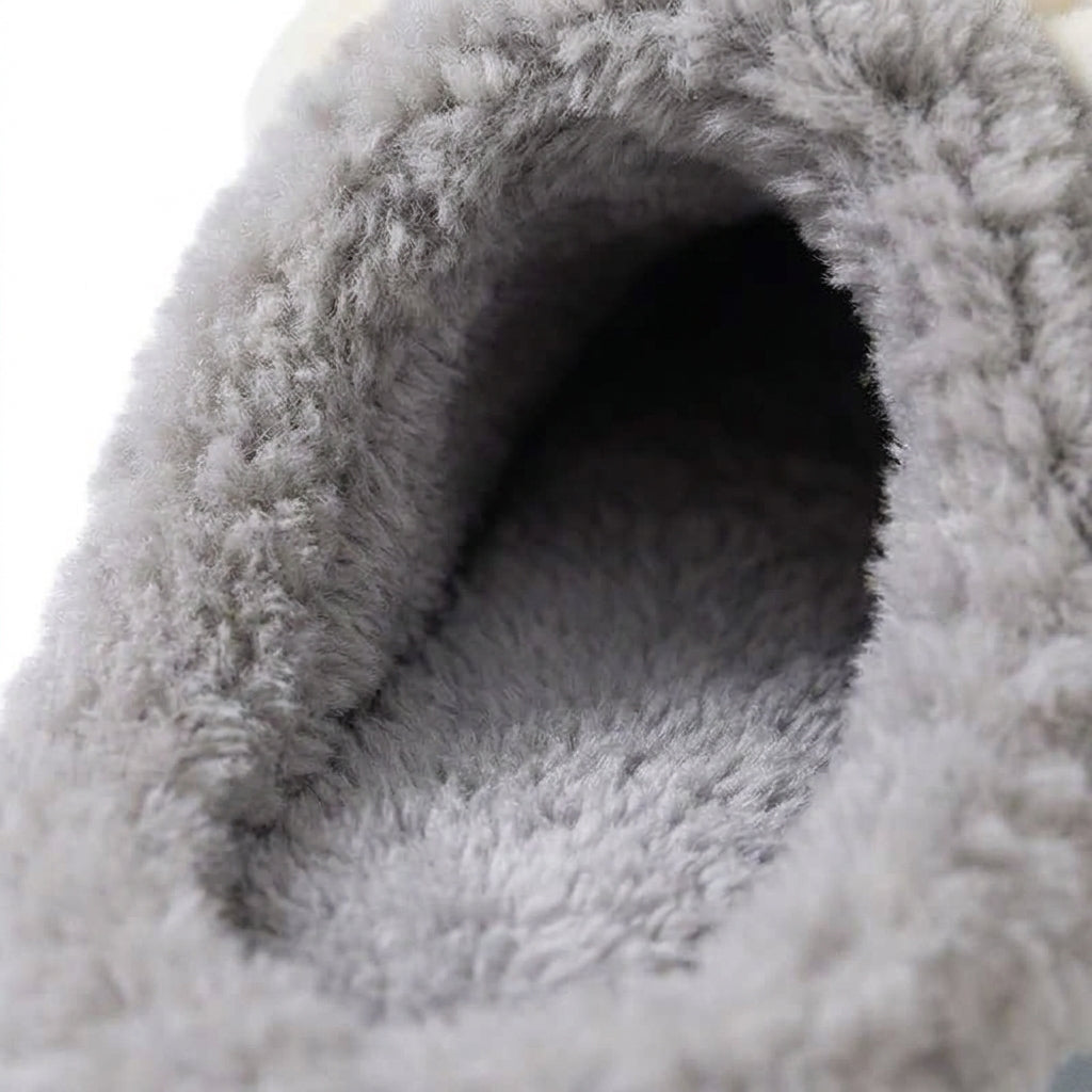 [WHOLESALE ONLY - CONTACT TO ORDER] Unisex 3D Sheep Horn Curly Boucle Fleece Memory Foam Winter Slippers - Platform Non-Slip House Shoes (Heather Grey) [FM-106]