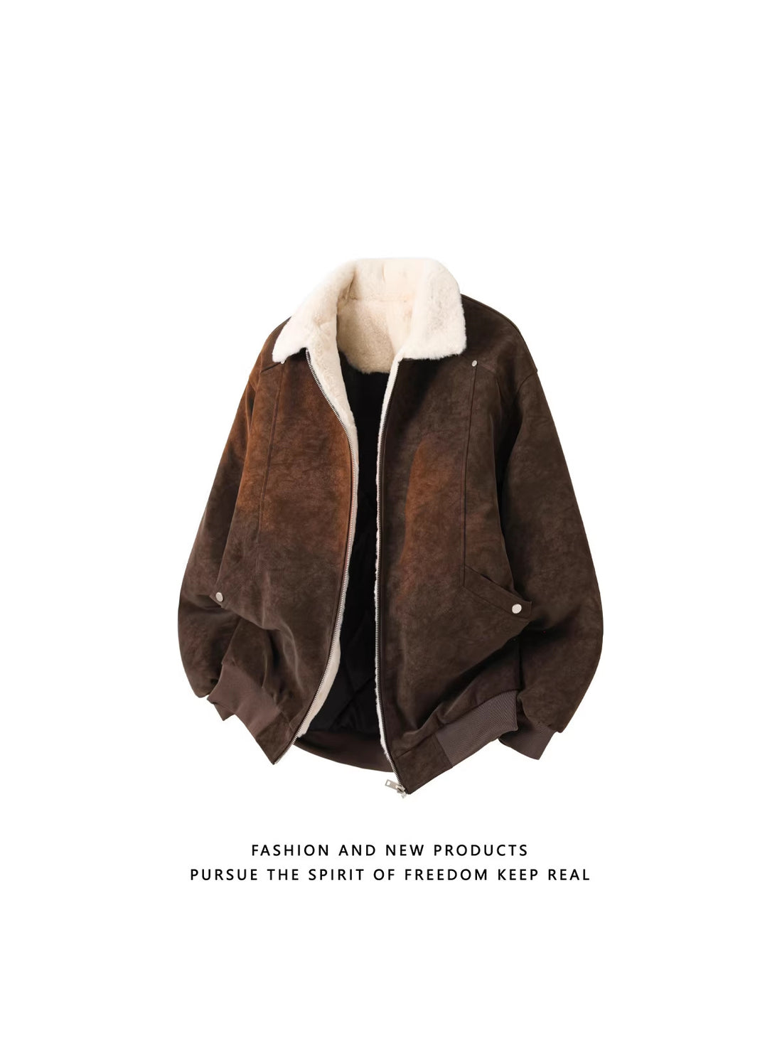 American-Style PU Leather Jacket with Sherpa Lining[DROP3-018]