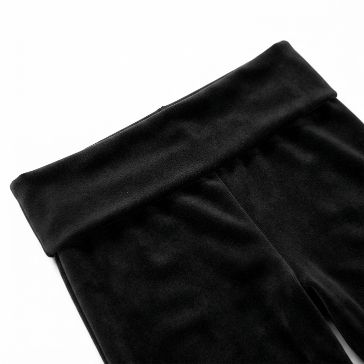 [WHOLESALE ONLY - CONTACT TO ORDER] Toddler & Girls Black Velour Zip-Up Hoodie & Foldover Flare Pants 2-Piece Set with Crochet Lace Trim - Catalog Display Only (Do Not Order Directly)