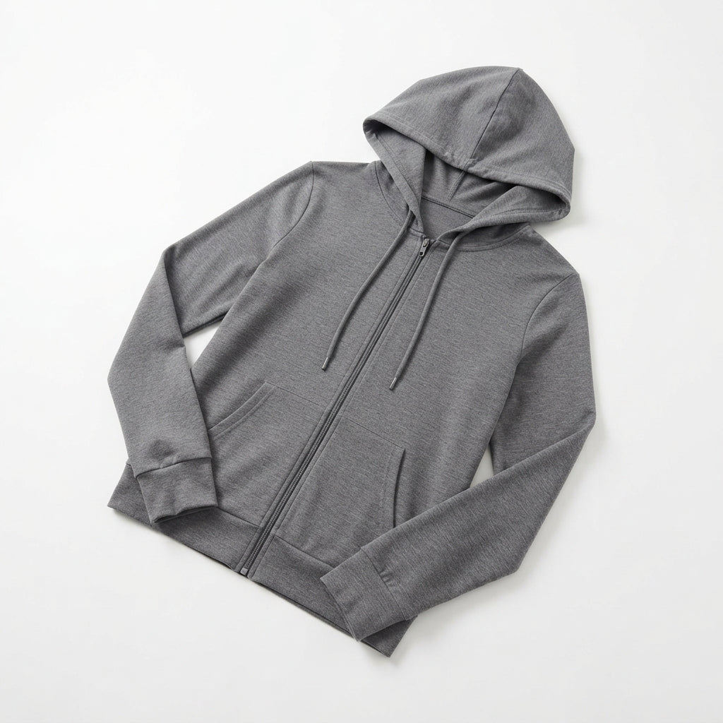 [WHOLESALE ONLY - CONTACT TO ORDER] Women's Premium 320GSM 85% Cotton French Terry Slim-Fit Full-Zip Cropped Hoodie (Heather Dark Grey) [AW-102]