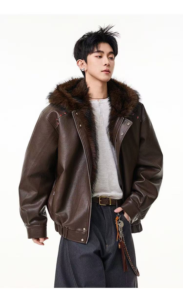 2026 New Vintage Lapel PU Leather Jacket