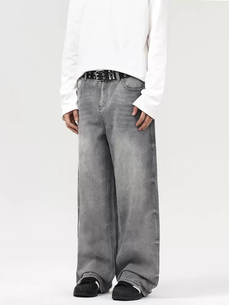Vintage American style washed smoky grey denim jeans [DROP2-012]