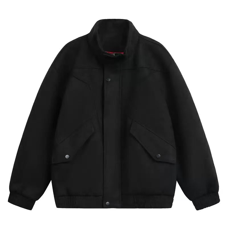 Spring '26 Stand Collar Suede Utility Jacket - Men's Loose Fit [DROP2-016]