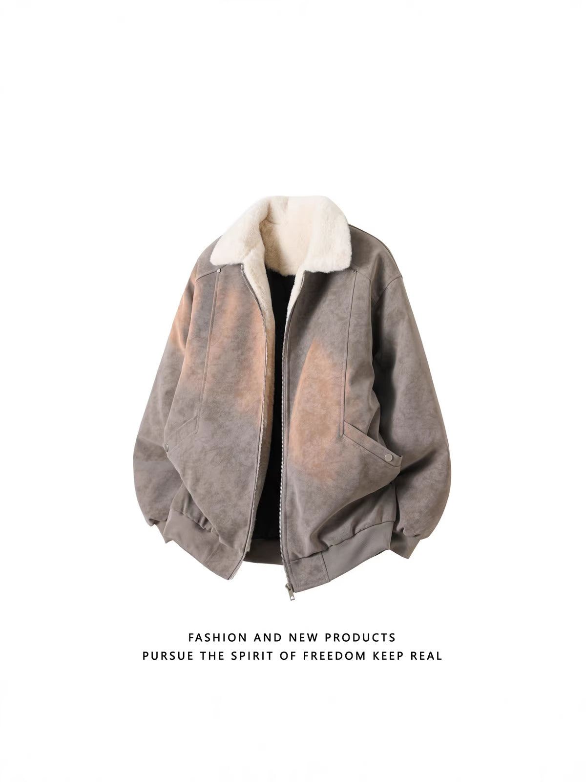 American-Style PU Leather Jacket with Sherpa Lining[DROP3-018]