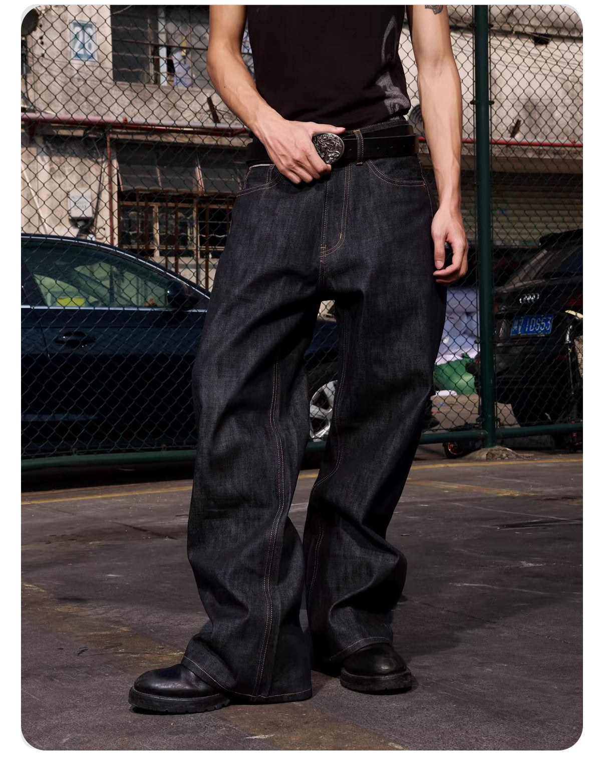 Men’s 15oz Selvedge Denim Jeans – Raw Narrow Loom Fabric, Bootcut Fit[NA-016]
