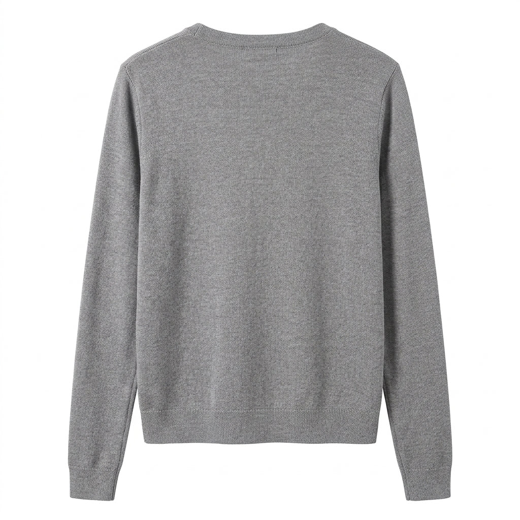 [WHOLESALE ONLY - CONTACT TO ORDER] Women's Ultra-Soft Cashmere-Feel Plain Knit Crewneck Button-Front Cardigan Sweater (Heather Mid Grey) [AW-198]