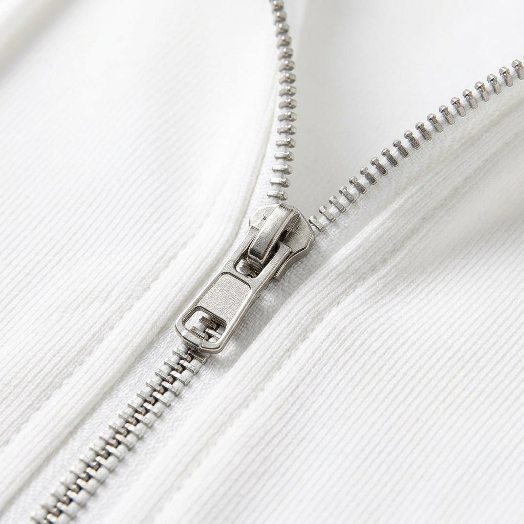 [WHOLESALE ONLY - CONTACT TO ORDER] Women's Premium 320GSM 85% Cotton Ribbed Knit Princess-Seam Slim Full-Zip Hoodie (Pure Cloud White) [AW-107]