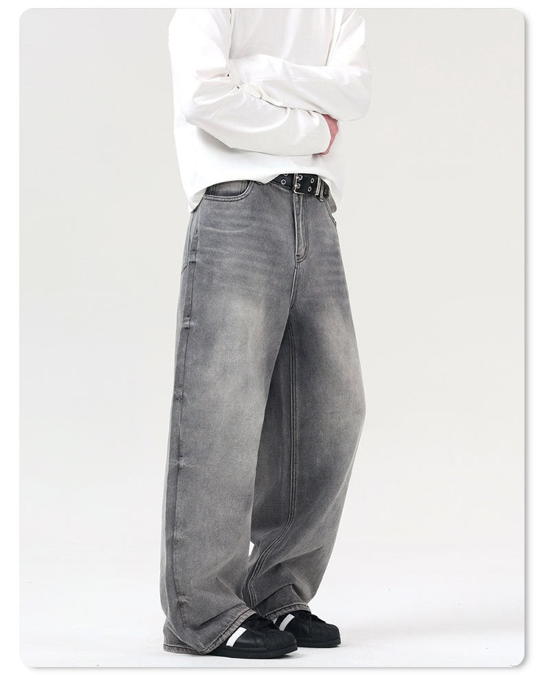 Vintage American style washed smoky grey denim jeans [DROP2-012]