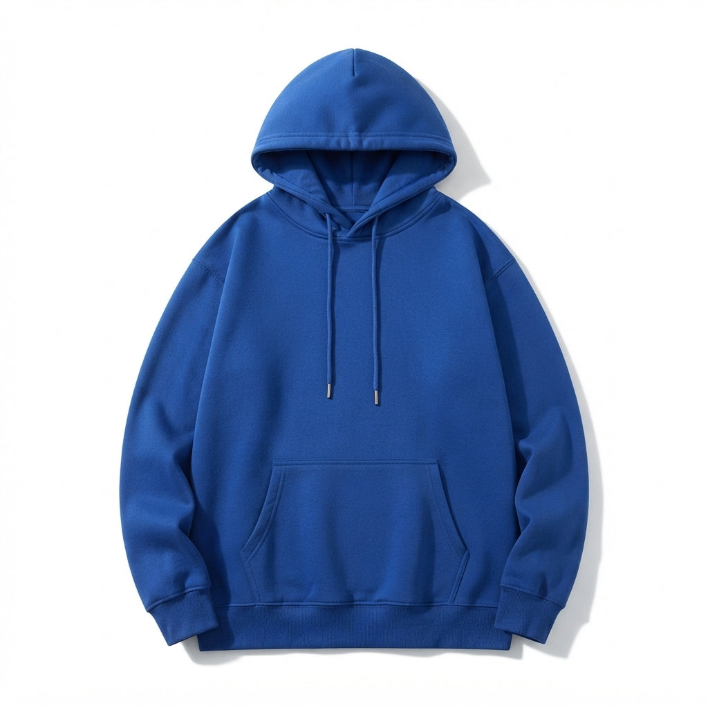 [WHOLESALE ONLY - CONTACT TO ORDER] Unisex Heavyweight 380GSM 85% Combed Cotton French Terry Blank Boxy Pullover Hoodie (Cobalt Royal Blue) [AW-118]